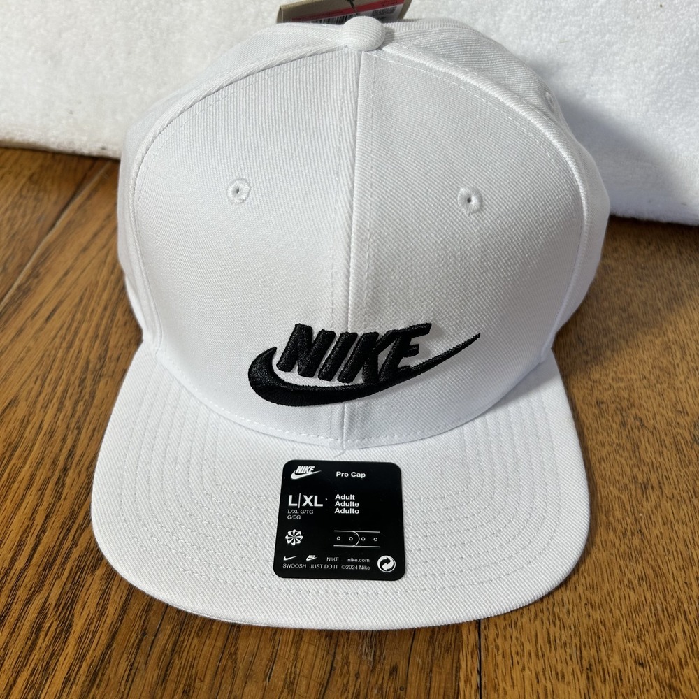 Nike Mens Size L/XL Structured White Black Pro Cap Hat